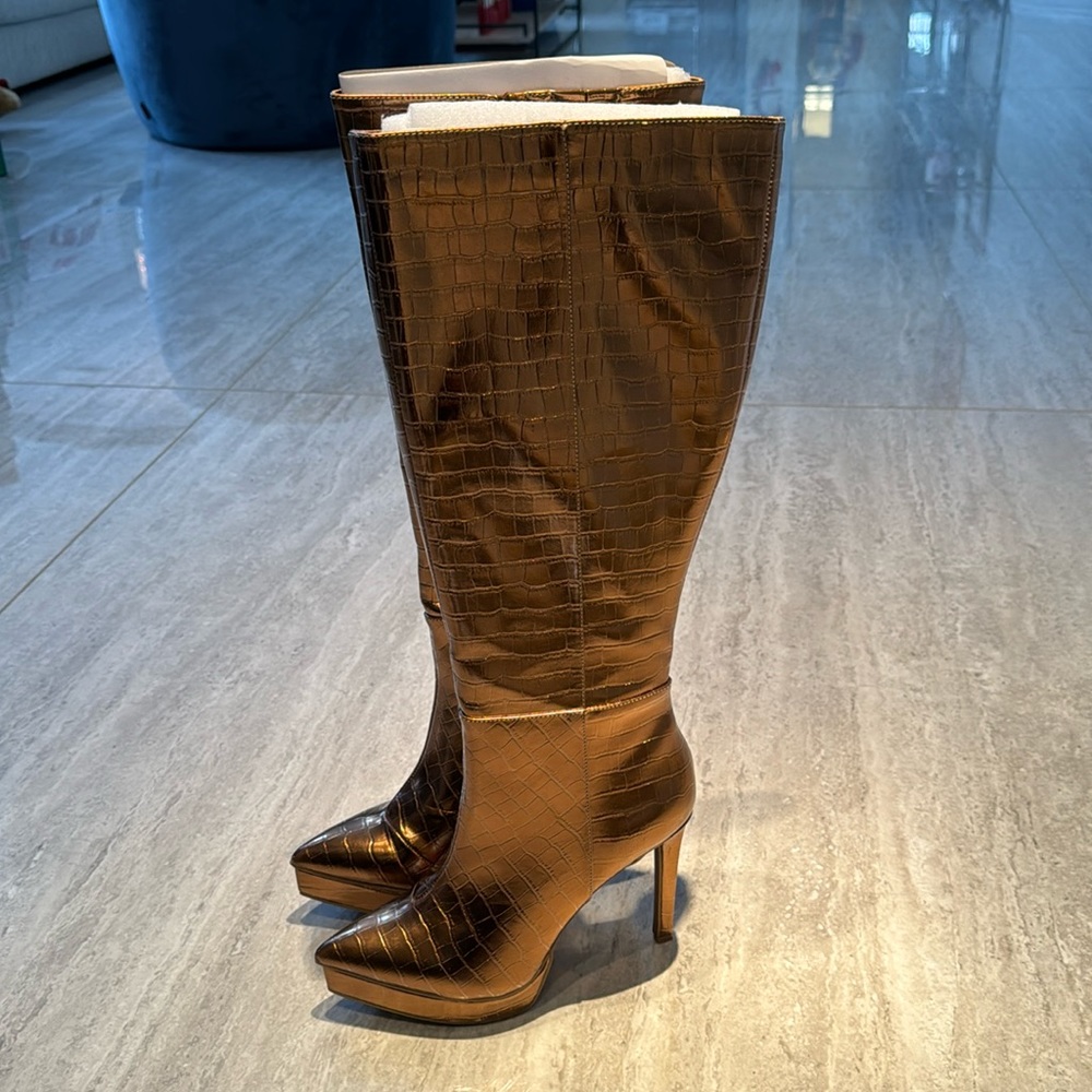 Thalia Sodi brand new bronze croco Jesse boot